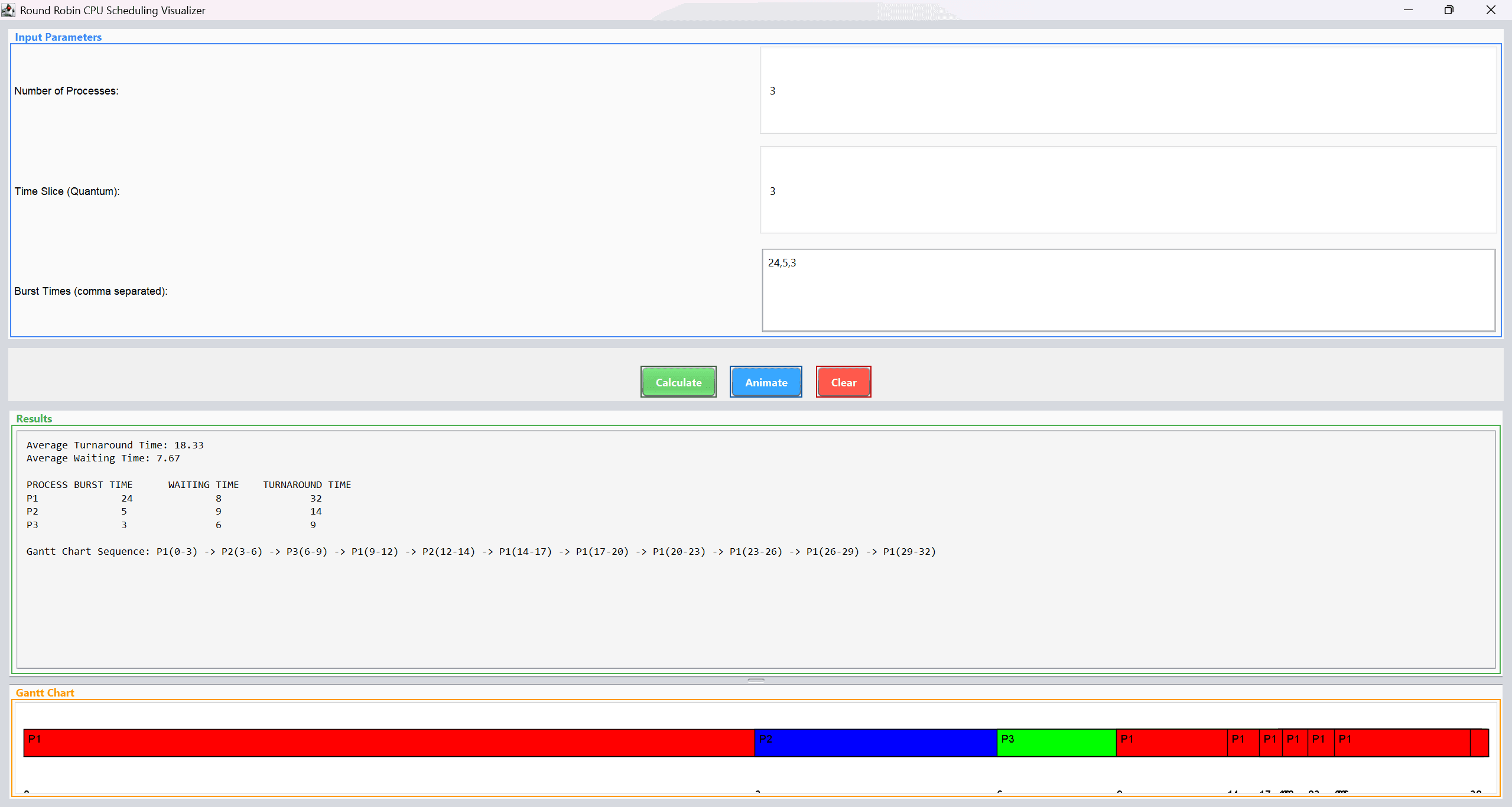Round Robin CPU Scheduling Visualizer